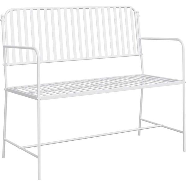 Syfax™ Panchina Da Giardino Bianco Puro 103,5 X 51,5 X 90 Cm Acciaio-image