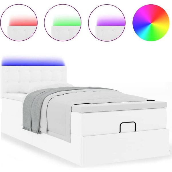 Syfax™ Struttura Letto Pouf Con Materasso 100X200 Cm Pelle Finta-image