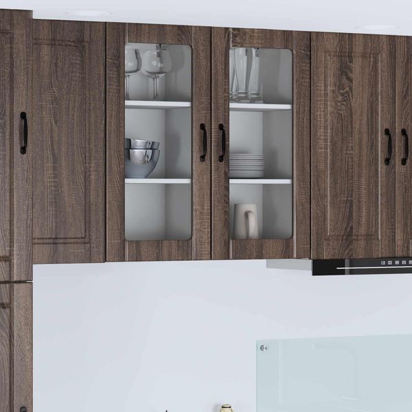 Vidaxl Armadio Da Cucina Con Anta 2 Pezzi Aspetto Rovere Marrone 40 X 31 X 80 Cm-image