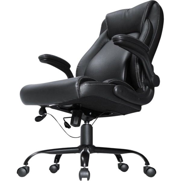 Sedia Da Ufficio - Sedia Direzionale - Finto Cuoio - Regolabile In Altezza - Ergonomica - Nero - Portata Fino A 150 Kg-image