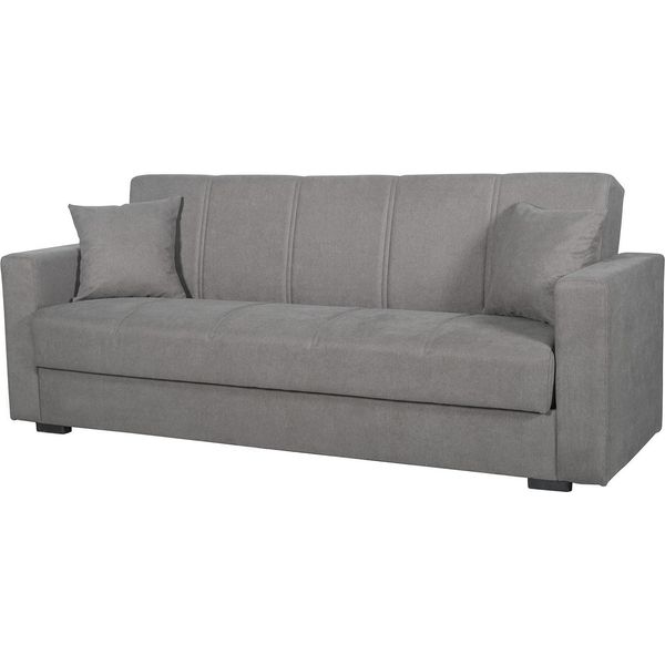 Dmora Divano Letto 3 Posti Giaveno 214X80 Cm Grigio, Contenitore Di Apertura Click-Clack-image