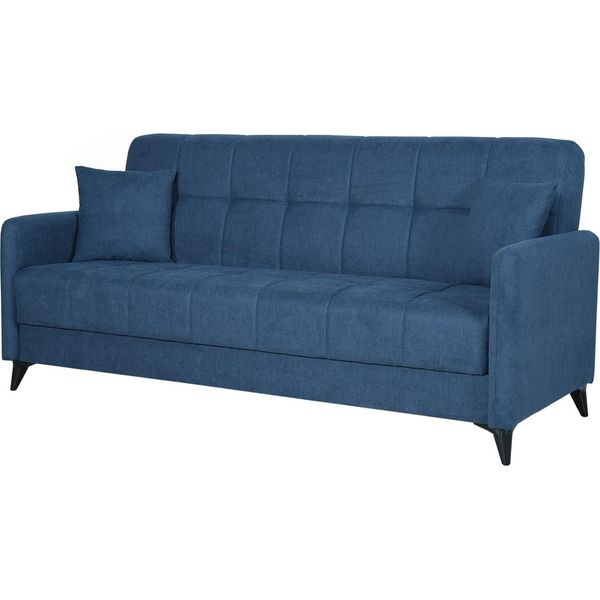 Dmora Divano Letto 3 Posti Novalesa 211X92 Cm Grigio Chiaro, Contenitore Di Apertura Click-Clack-image