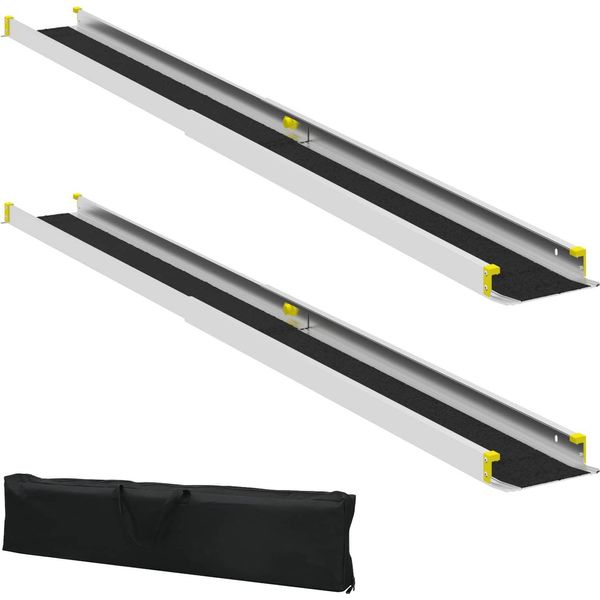Vidaxl Rampa Per Sedia A Rotelle 2 Pezzi Nero 213,5 X 19,5 X 5,5 Cm Alluminio-image