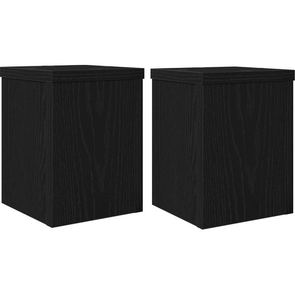 Vidaxl Supporto Per Piante 2 Pezzi Look Rovere Nero 15 X 15 X 20 Cm-image