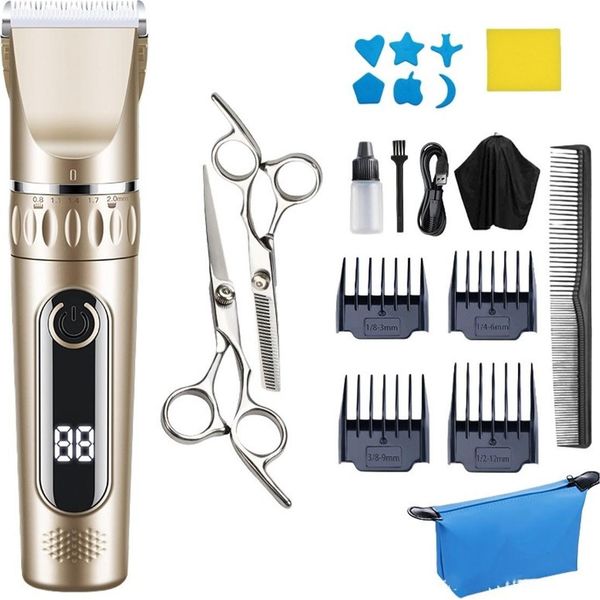 Inf Set Tagliacapelli Elettrico Oro Con Forbici In Acciaio - Kit Professionale-image