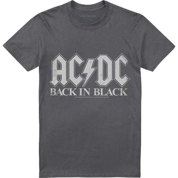 Acdc - Maglietta "Back In Black"" Per Uomo/Donna Unisex TV28046 (Xxl) (Charcoal)"-image