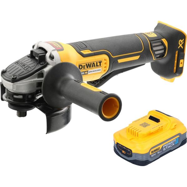 Smerigliatrice Angolare A Batteria Dewalt Dcg 406 N 18 V 125 Mm Brushless + 1X Batteria Powerstack 5,0 Ah - Senza Caricabatteria-image