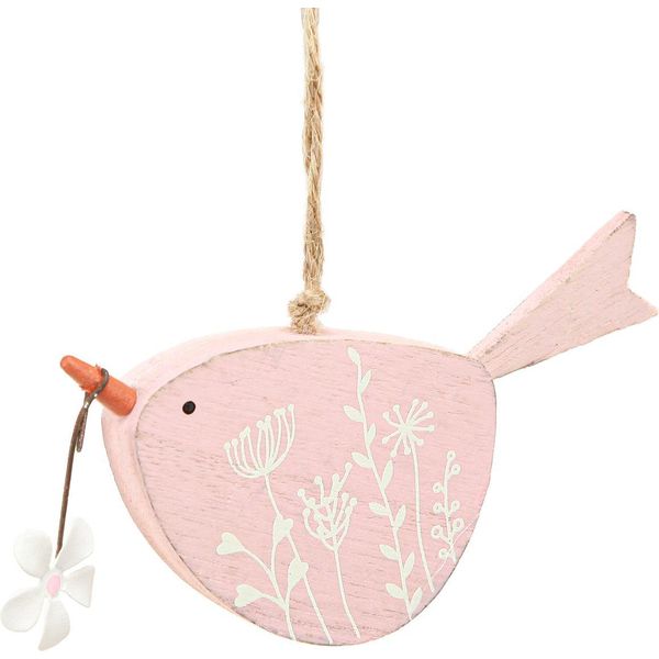 Decorazione In Legno A Forma Di Uccello Appeso Per La Primavera E La Pasqua-image