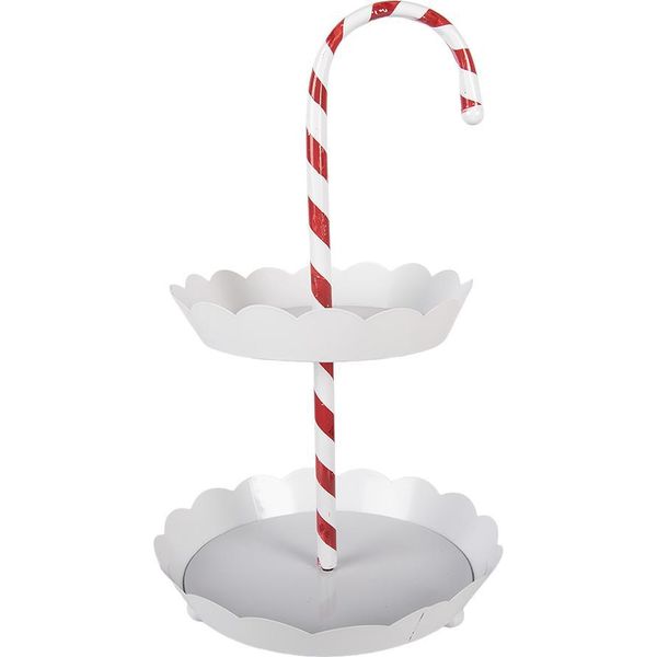 Etagere A 2 Strati Clayre & Eef Ø 29X47 Cm In Metallo Bianco-image