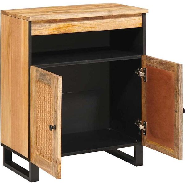 Vidaxl Credenza Con Contenitore Marrone 60 X 33,5 X 75 Cm In Legno Massiccio Di Mango-image