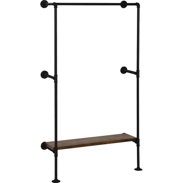 Appendiabiti - Appendiabiti A Parete Con Ripiano - 103X30X183,5 Cm - Pannello In Mdf - Stile Moderno - Richiede L'autoassemblaggio - Nero-image