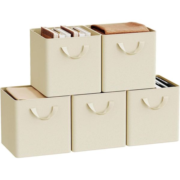 Contenitore In Tessuto - Cubo Pieghevole - 25 L - 29,5 X 29,5 X 28,5 Cm - Poliestere Non Tessuto + Metallo - Taglia S - Nero-image