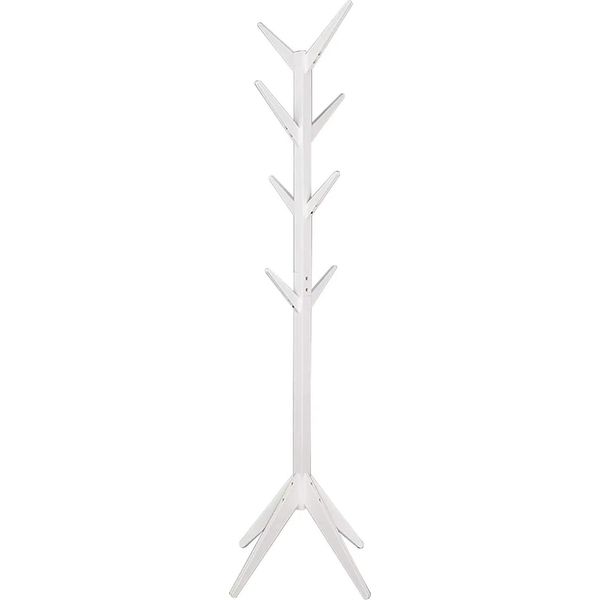 Appendiabiti - Appendiabiti - Altezza 180 Cm - 8 Ganci - Modello Da Terra - Legno Di Pino - Necessario Il Montaggio - Bianco-image
