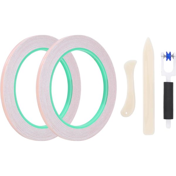 2 Rotoli Di Nastro In Lamina Di Rame Con Supporto Da 5 Mm Per La Lavorazione Del Vetro Colorato Con Raschietto, Lunghezza 50 M-image