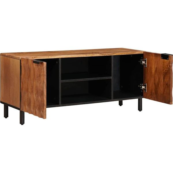 Vidaxl Mobile Tv Con Porta Superficie Marrone Acacia 105 X 33,5 X 46 Cm-image