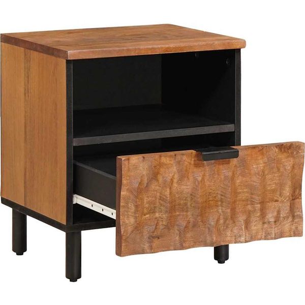 Vidaxl Comodino Marrone 40 X 33 X 46 Cm In Legno Massiccio Di Mango-image