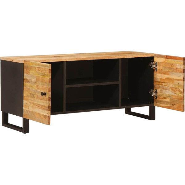 Vidaxl Mobile Tv Con Contenitore Marrone 105 X 33 X 46 Cm In Legno Massiccio Di Mango-image