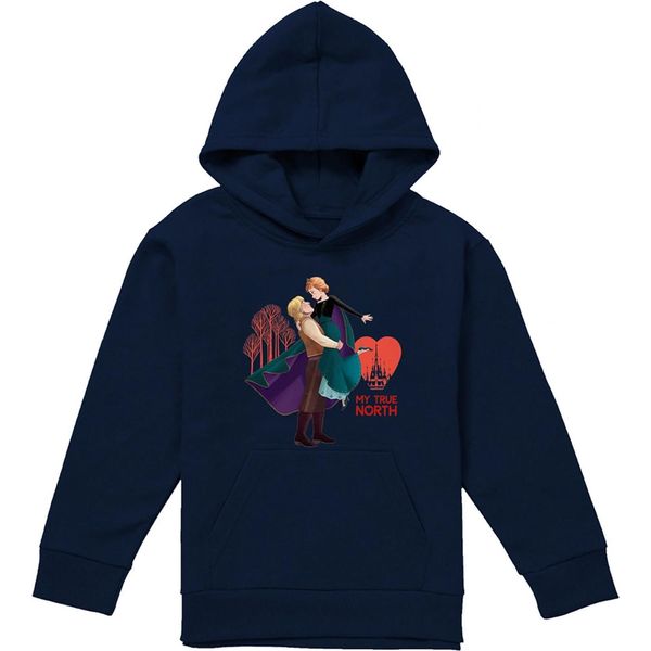 Frozen - Felpa Con Cappuccio "Il Mio Vero Nord"" Per Bambini, San Valentino TV23001 (116) (Navy)"-image