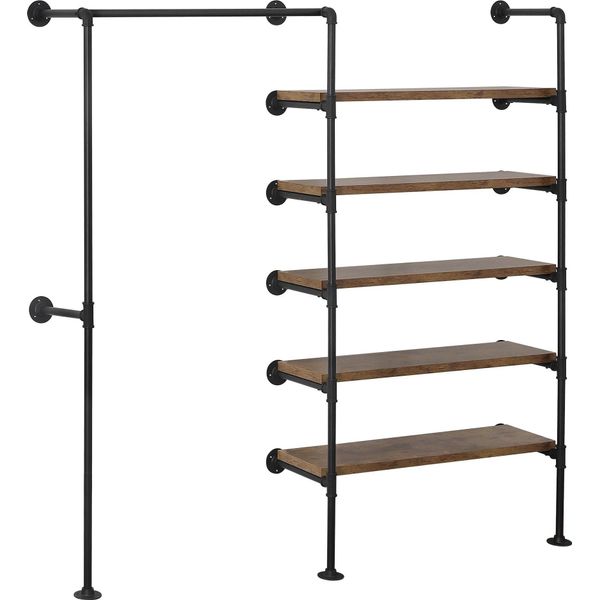 Appendiabiti A Parete - Appendiabiti Per Armadi - Mdf E Metallo - 187,5×35×184 Cm - Capacità Di Carico 150 Kg - Design Moderno - Nero-image