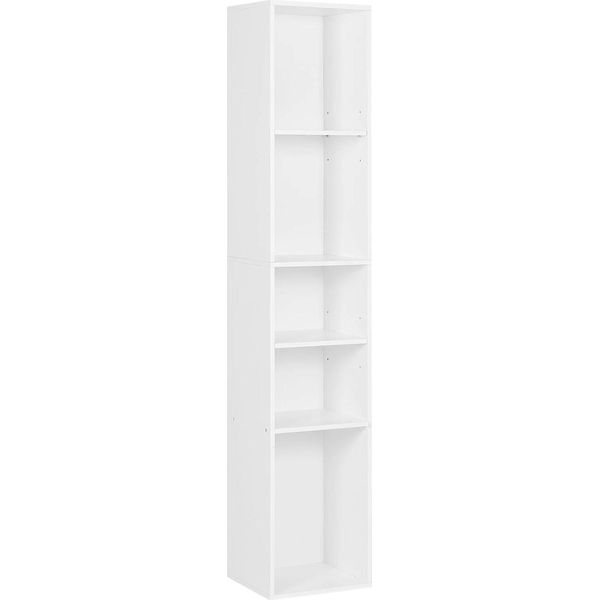 Libreria Autoportante - Scaffale Con 5 Scomparti - 30 X 151 X 26 Cm - Materiale A Base Di Legno - Divisorio Moderno - Per Il Soggiorno E L'ufficio - Bianco-image