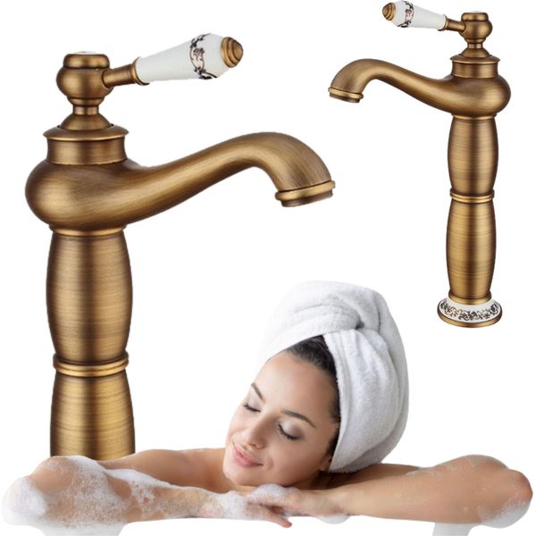 Silla | Miscelatore Per Lavabo - Oro Opaco - Miscelatore Per Lavello - Altezza 30 Cm - Ottone - Miscelatore Monocomando-image