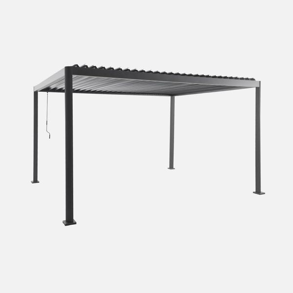 Pergola Bioclimatica 3X4M In Alluminio E Acciaio Con Lamelle Orientabili, Antracite-image