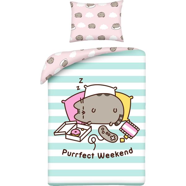 Biancheria Da Letto In Cotone 160X200 Pusheen Kitten Per Bambini-image