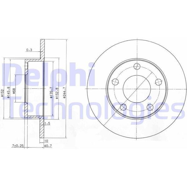 2X Disco Freno Delphi BG3381 Per Vw Passat Variant (3B6) Passat Variant (3B5)-image