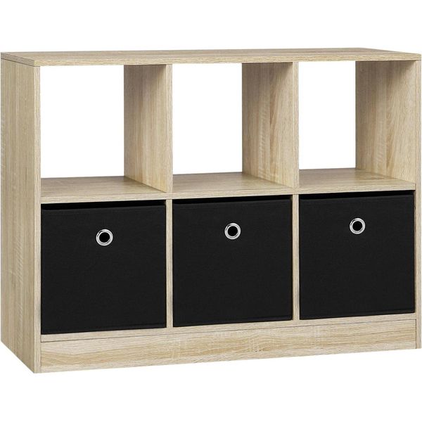 Libreria - Scaffale In Piedi Con Spazio Di Archiviazione - 6 Scomparti, 3 Cassetti - 80 X 60 X 30 Cm - Truciolare Con Melamina - Max 5 Kg/Scaffale, Top 30 Kg - Rovere Chiaro-image