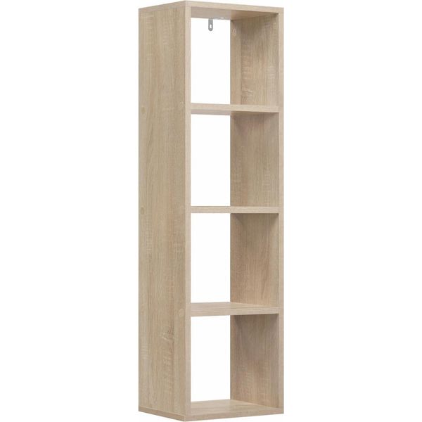 Scaffale A Cubo - Libreria - 4 Livelli - Indipendente - 30 X 23,5 X 106,5 Cm - Materiale A Base Di Legno Con Melamina - Portata 50 Kg - Rovere Chiaro-image