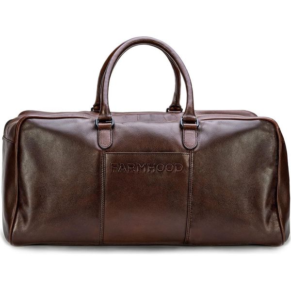 Farmhood Pelle Borsa Da Viaggio Borsa A Tracolla Memphis Travel Bag Dark Brown Marrone Scuro-image