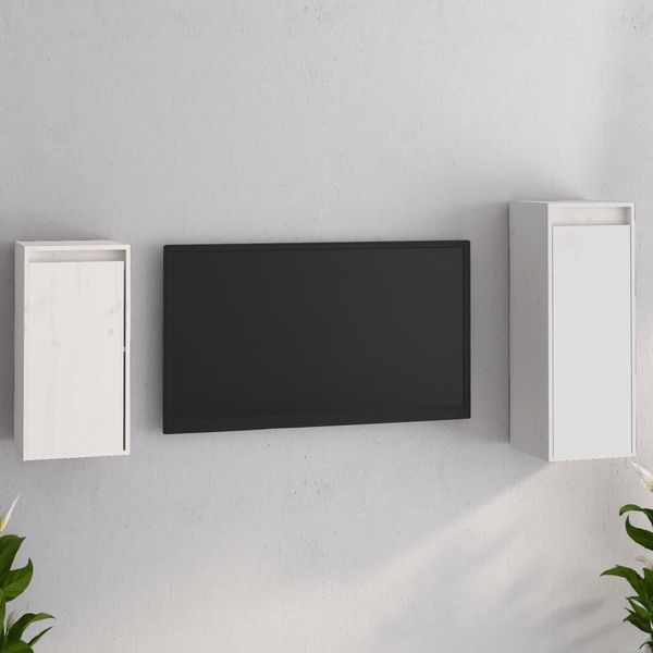 Maison Exclusive - Mobili Porta Tv 2 Pz Biancin Legno Massello Di Pino-image
