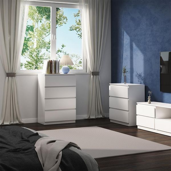 Vicco Cassettiera Per Camera Da Letto Calisto, 70 X 102 Cm, Bianco/Bianco-image