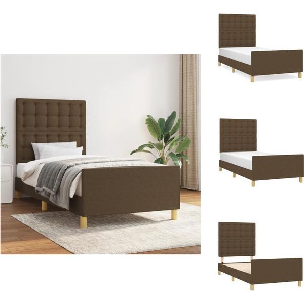 Vidaxl Struttura Letto Con Testiera In Tessuto Marrone Scuro 90X200 Cm - Letti E Strutture Letto-image