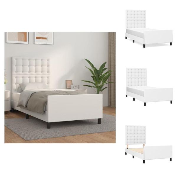 Vidaxl Struttura Letto Con Testiera Bianca 80X200 Cm In Pelle Finta - Letti E Strutture Letto-image