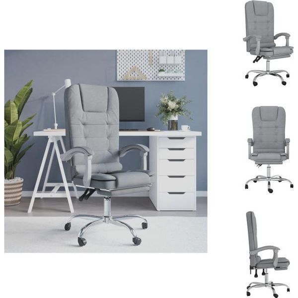Vidaxl Sedia Da Ufficio Con Funzione Massaggio In Tessuto Grigio Chiaro - Sedie Da Ufficio-image