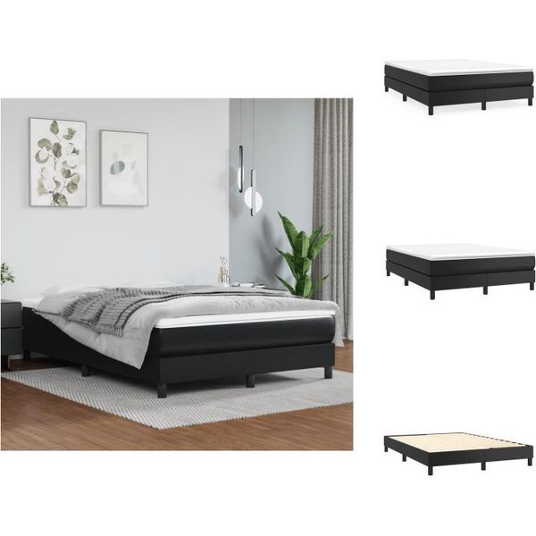 Vidaxl Letto A Molle Insacchettate Nero 140X190 Cm In Pelle Finta - Letti & Strutture Letto-image