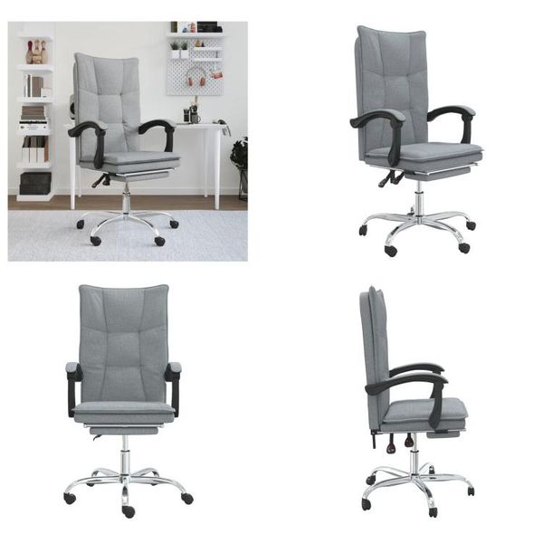 Vidaxl Sedia Da Ufficio Con Funzione Reclinabile In Tessuto Grigio Chiaro - Sedia Da Ufficio Con Funzione Reclinabile - Sedie Da Ufficio Con Funzione Reclinabile - Sedia Da Ufficio Con Funzione Relax - Sedia Da Scrivania-image