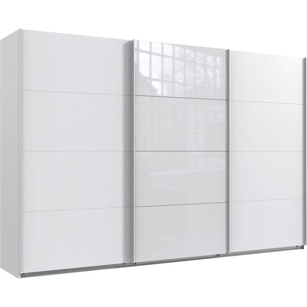 Armadio Ad Ante Scorrevoli Norderstedt Armadio Design Selezionabile, Bianco / Vetro Bianco, 313X64X210Cm-image