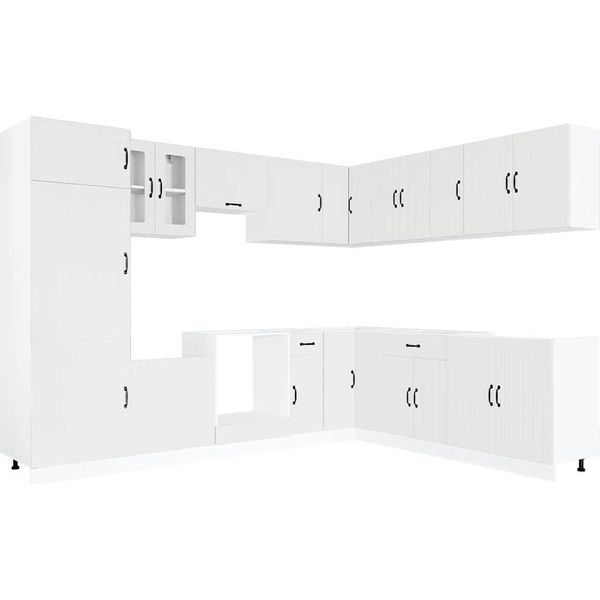Vidaxl Set Di Mobili Da Cucina Da 14 Pezzi Lucca In Legno Bianco-image