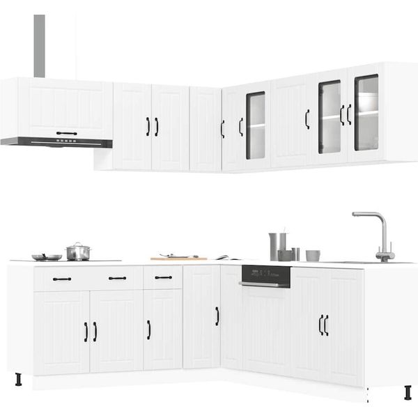 Vidaxl Set Di Armadietti Da Cucina Da 11 Pezzi Lucca In Legno Bianco-image