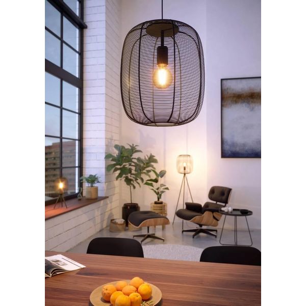 Eglo HäNgeleuchte "Rinroe Pendellampe, Stahl, E27, IP20, Vintage, Wohnzimmerlampe, Lampe", Schwarz, 1, Ø 32,5Cm H: 110Cm, 1 Stk., Leuchten, HäNgeleuchte, Schwarz / 1 X 40W / H:110 Ø 32,5 Cm / Pendelleuchte, HäNgeleuchte-image