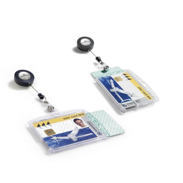 Durable Portabadge Chiuso Con Chiocciola Yo-Yo Per 2 Tessere, 10 Pezzi, Trasparente, 822419-image