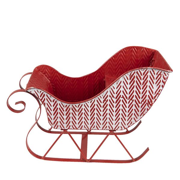 Clayre & Eef Decorazione Natalizia Slitta 32X15X24 Cm Rosso Bianco Metallo-image