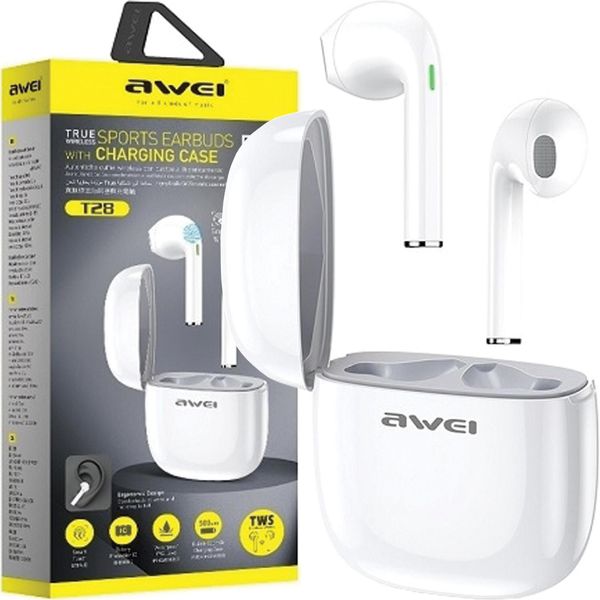 Awei Earphones Bluetooth T28 Tws+Docking White-image