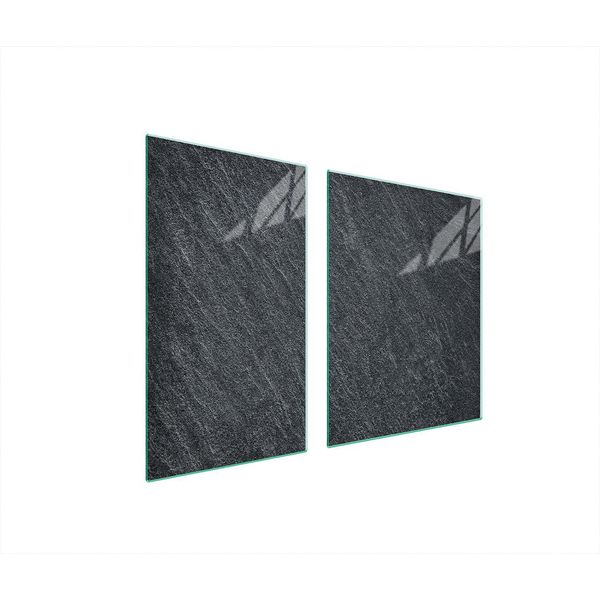 Piastre Copri Fornelli 2 Pezzi 100X52 Copri Piano Cottura In Ceramica Tagliere In Vetro Grigio Ardesia-image