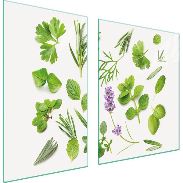Piastre Copri Fornelli 2 Pezzi 100X52 Copri Piano Cottura In Ceramica Tagliere In Vetro Spezie Verde-image