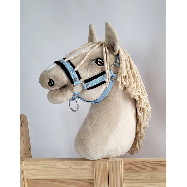 Hobby Horse A3 Cavezza Regolabile Blu Con Pelo Nero-image