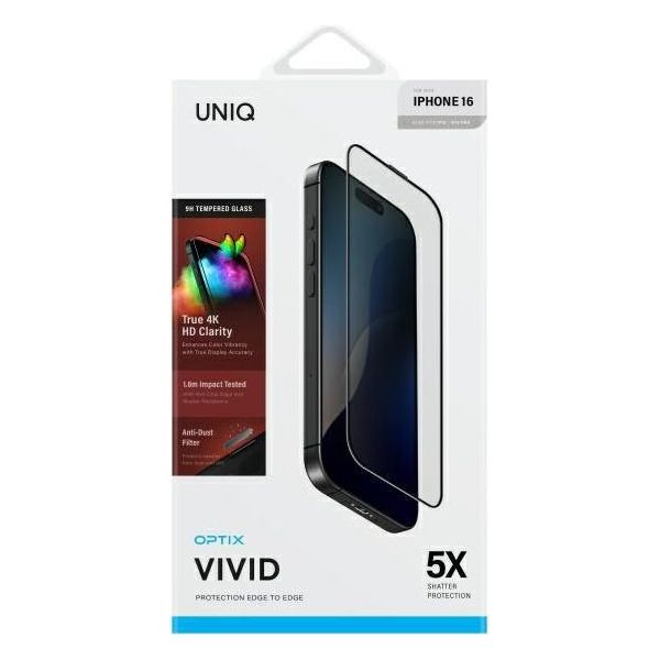 Uniq Optix Vivid Iphone 16 / 15 / 14 Pro 6.1 Vetro Temperato Trasparente Con Applicatore-image