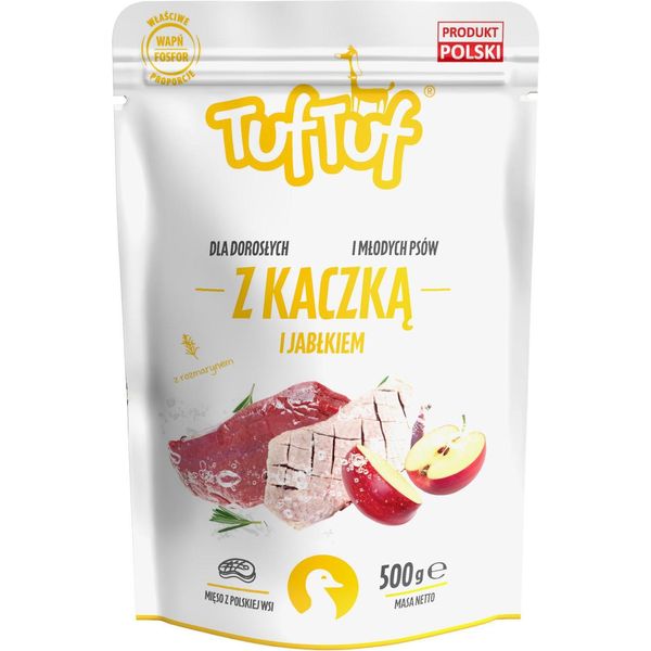 Cibo Umido Per Cani Tuf Tuf Bustina Con Carne D'anatra 500G-image